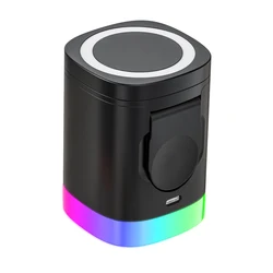 Foldable Superfast  Magnetic Duo 3 In 1 Wireless Phone Charger With Rgb Mood Light