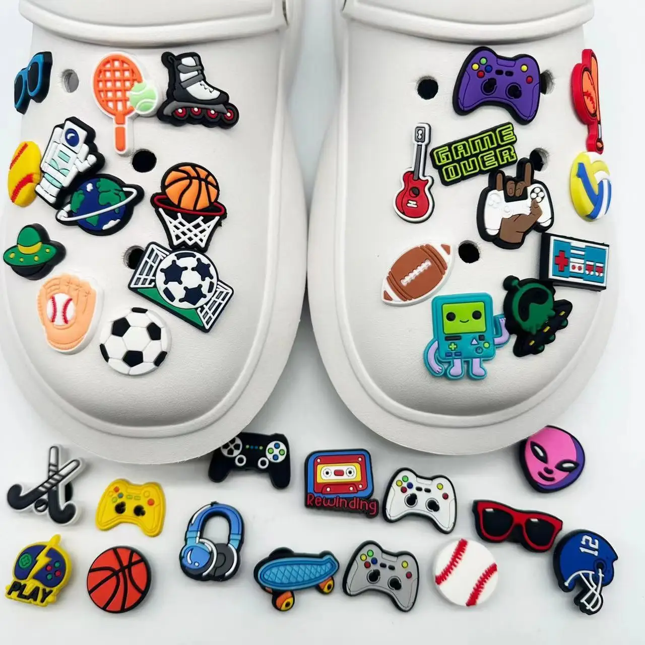 Wholesale Soft PVC Design Game machine Shoe Decoration charms Custom gamepad Clog Slipper Accessories Charms For clog game over