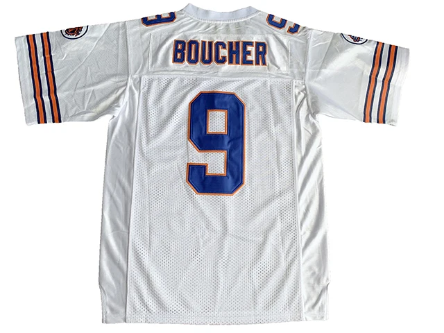 V Neck White #9 Mesh Fabric Sublimated American Football Jersey For Training