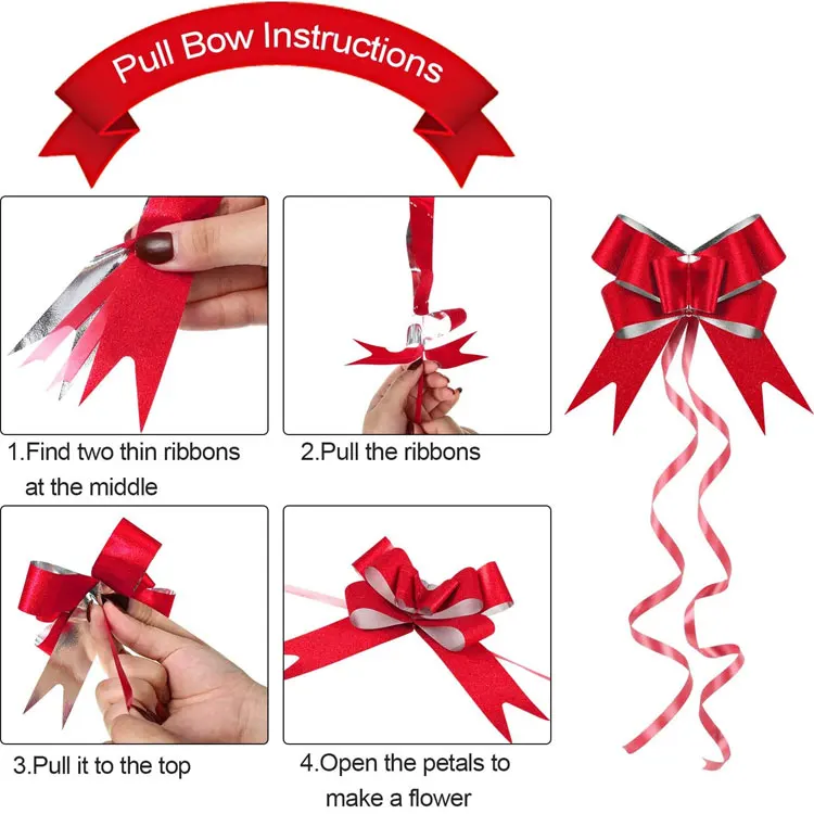 Large Random Color Gift Wrapping Bow Butterfly Knot Pull Bow Ribbon For Christmas Present Basket Gift Wrapping Decorative