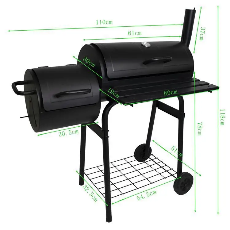 China price best quality instant foldable portability Charcoal BBQ Grill Offset Smoker with Side Table