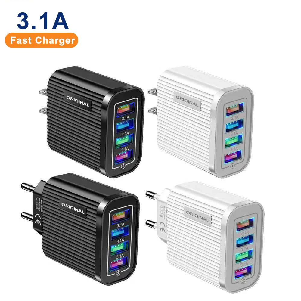 Hot New Products 4 Port Quick Charge Qc3.0 18w 5v 3.1a Usb 4 Wall Adapter Smart Charger