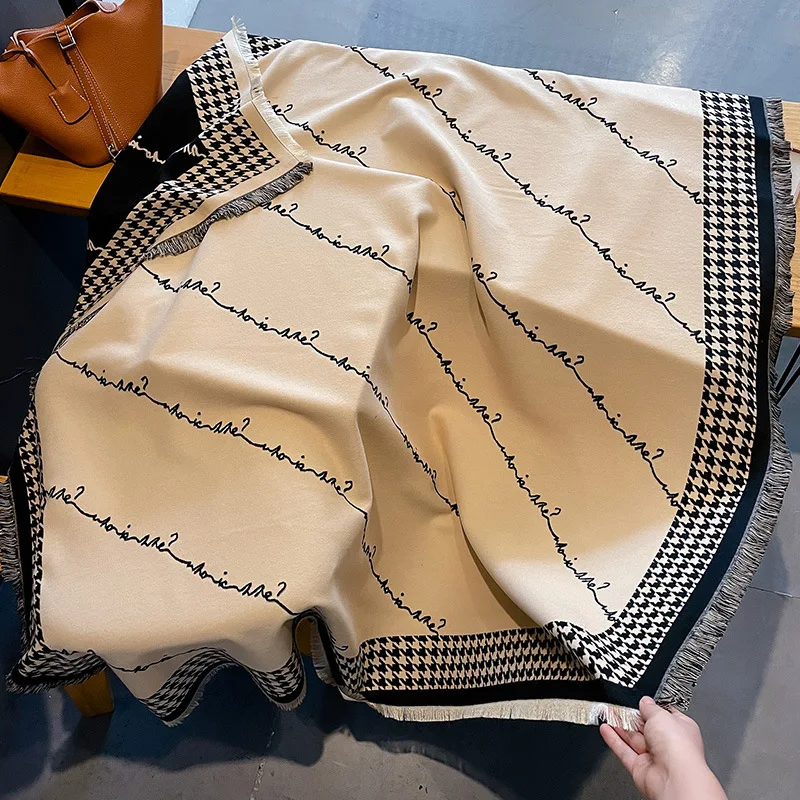 Imitation Cashmere Scarf for Women Personalized Luxury Design Shawls Wraps Capes Blanket Poncho Winter Thick Warm Pashmina Scarf