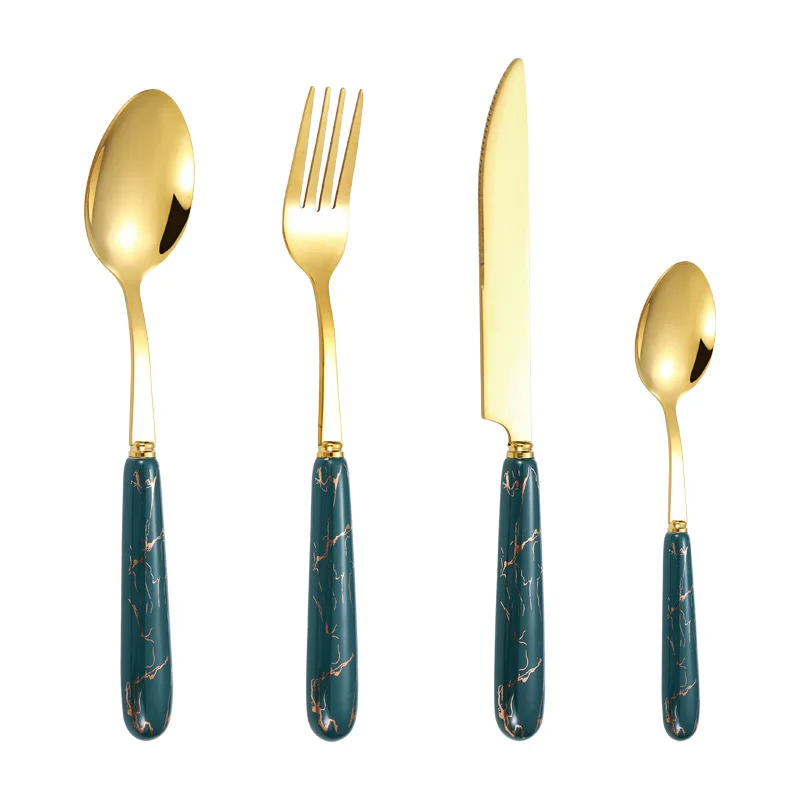 Nordic gold mix cutlery set for hotel Restaurant 18/10 Stainless Steel Ceramic Handle Cutlery