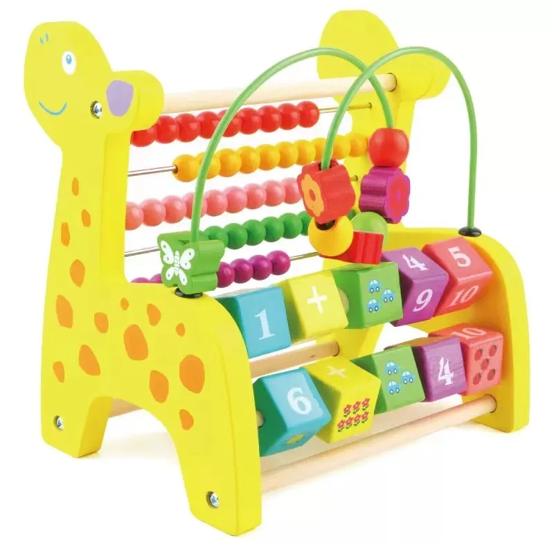 Multi-functional deer round bead turning board computing frame wooden children round bead early education educational toy