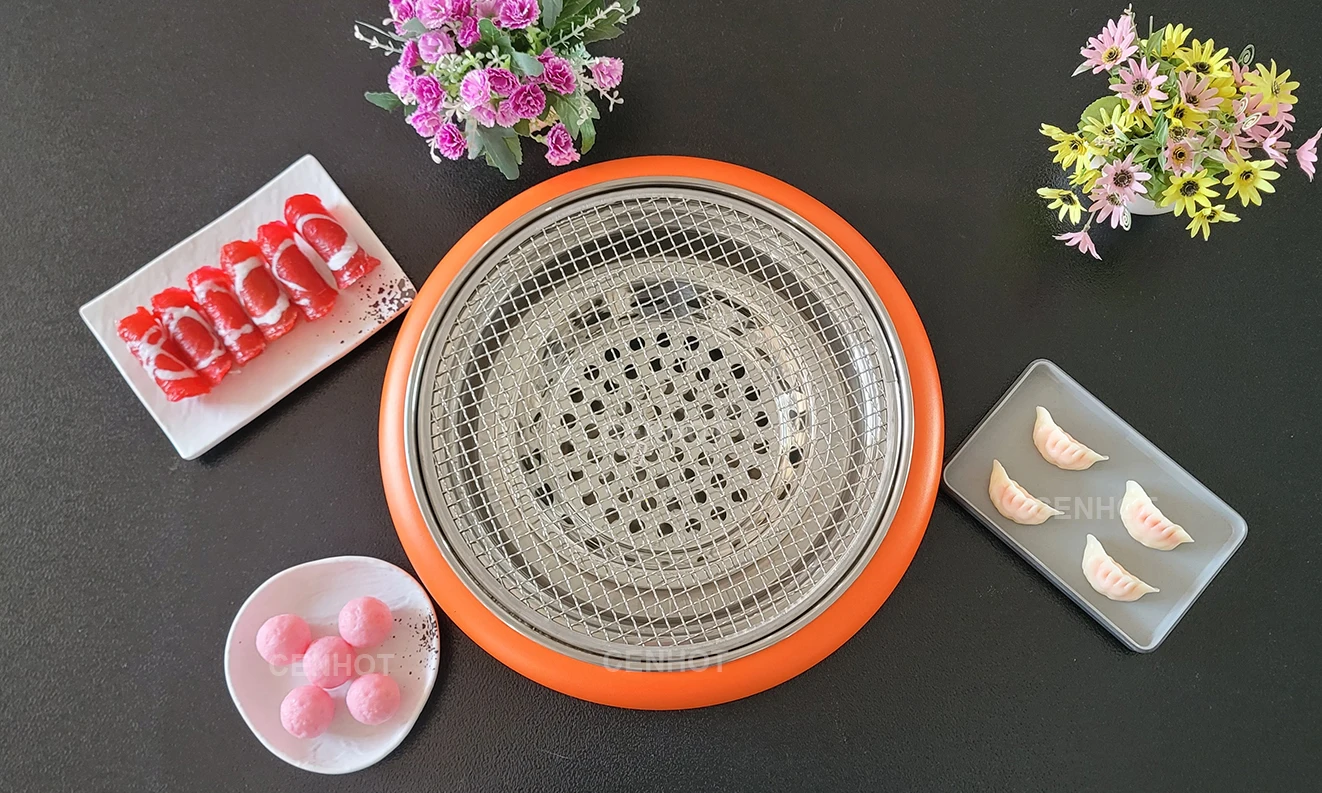 Cenhot High-Capacity Restaurant Smokeless Charcoal Samgyupsal Grill Commercial Charcoal BBQ Grill