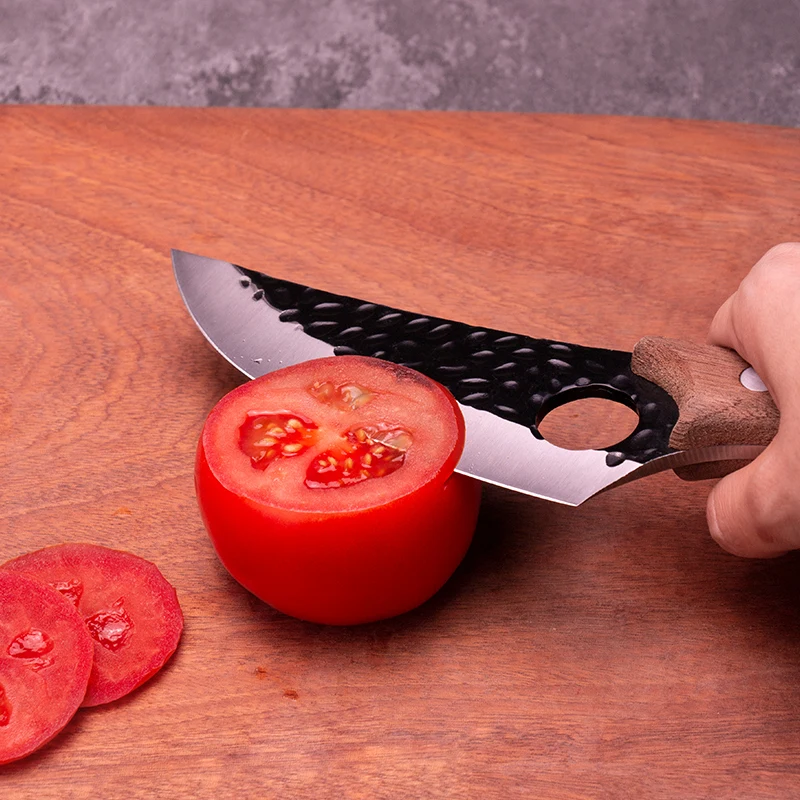 Rosewood Butcher Cleaver Black Metal Handle Fine Forged Stainless Steel Kitchen Tool Boning Meat Cutting Perfect Family Gift