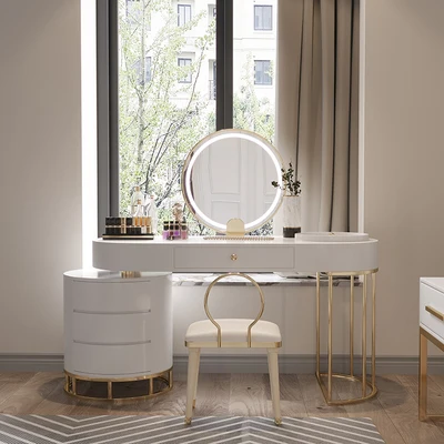 Hot Sale White color Corner hollywood vanity makeup table with mirror wholesale
