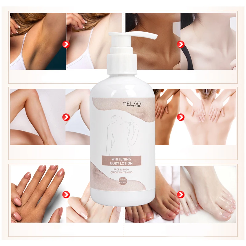 MELAO Quick Effective Best Turns White Once Body Lotion Skin Moisturizer Organic Whitening Face Cream Body Lotion For Black Skin