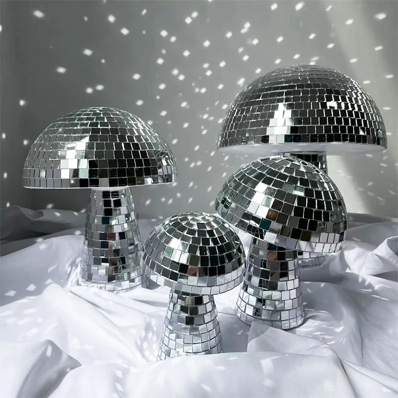 Mushroom Disco Ball - 2022 Silver Disco Mirror Mushrooms Shape Home Art Decor for Homes Art Decorations Offices and Wedding
