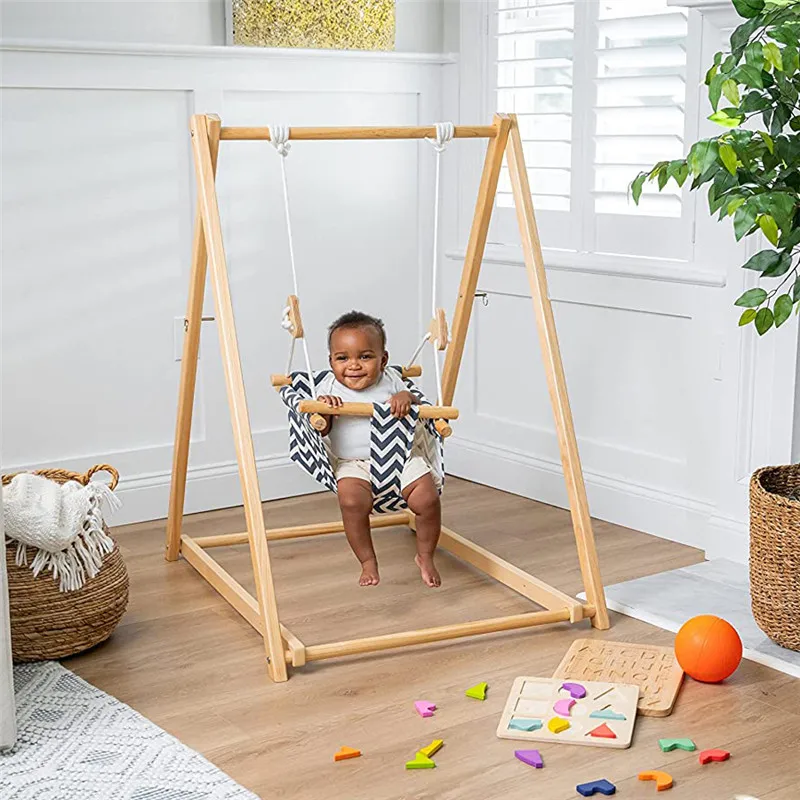 Toddler Swing Set with Stand Modern Design Foldable Baby Toy Swing Sets