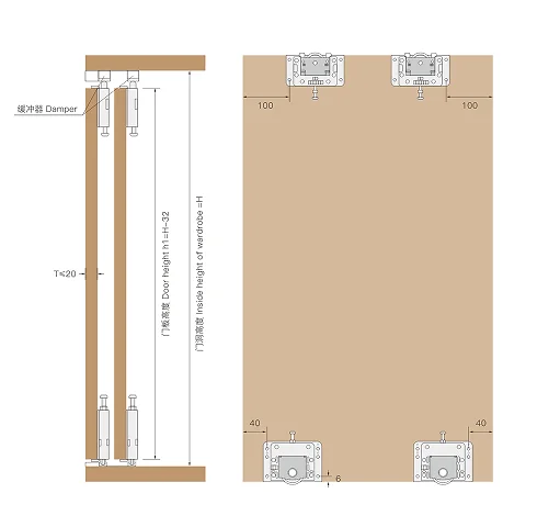 Double Track Wooden Door Roller Wheel for Sliding Gate Furniture Fitting Cabinet Wardrobe Sliding Door Roller