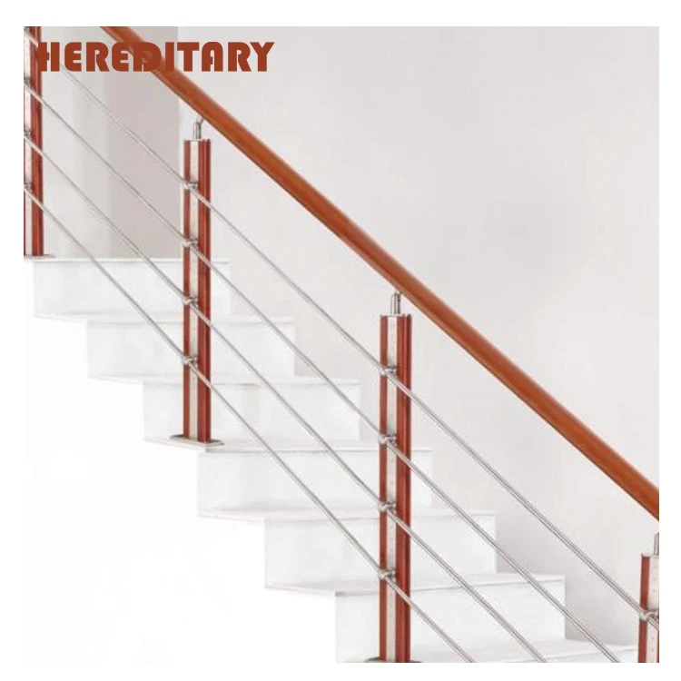 Manufacturer wood handrail stainless steel interior portable stair railings for indoor stairs.