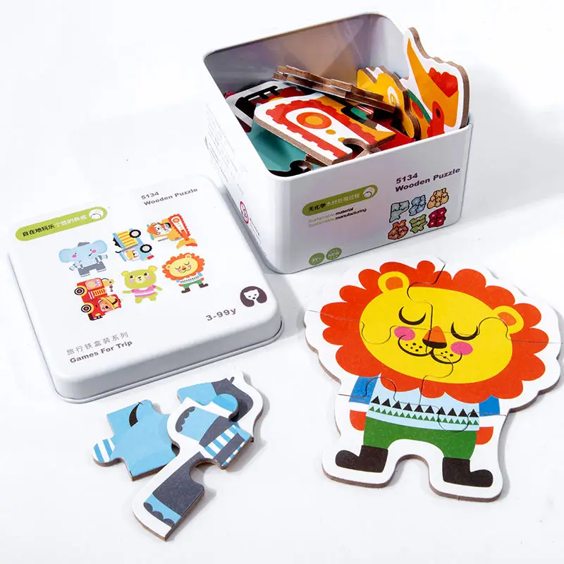 Travel Iron Box 3D Jigsaw Puzzle Cube Building Block Sets Chess Board Games DIY Montessori Educational Toys For Kids Boys Girls
