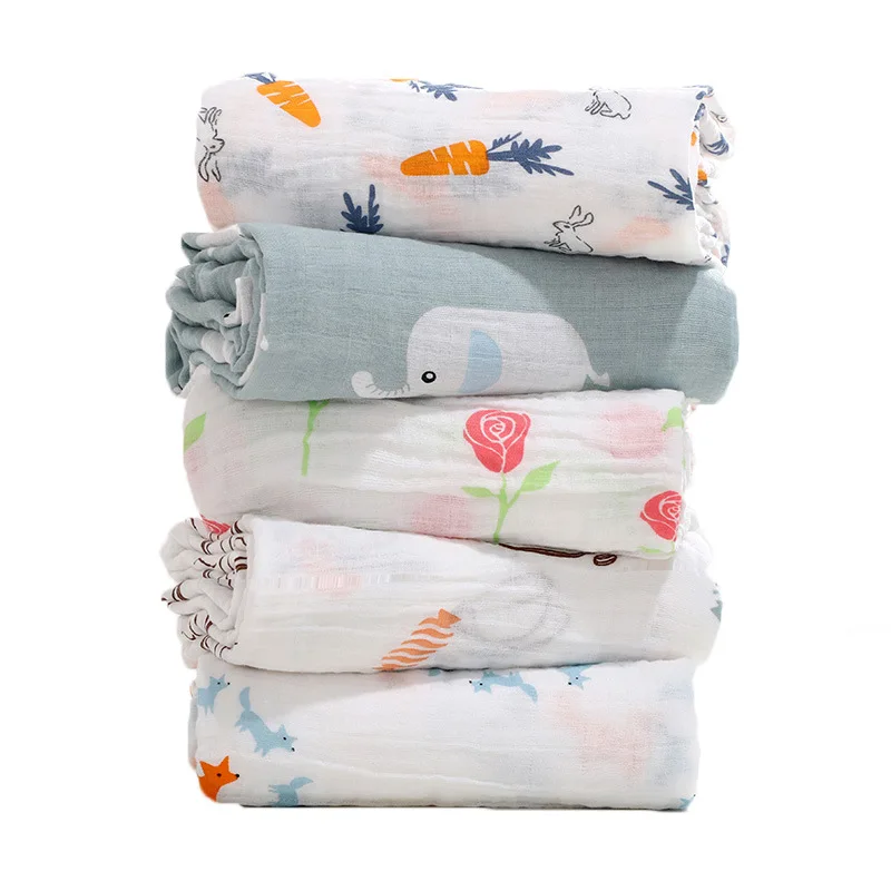 Baby swaddle Blanket Organic 100 Bamboo Cotton Receiving Blanket Print Baby Cribs Sheets Muslin Blanket