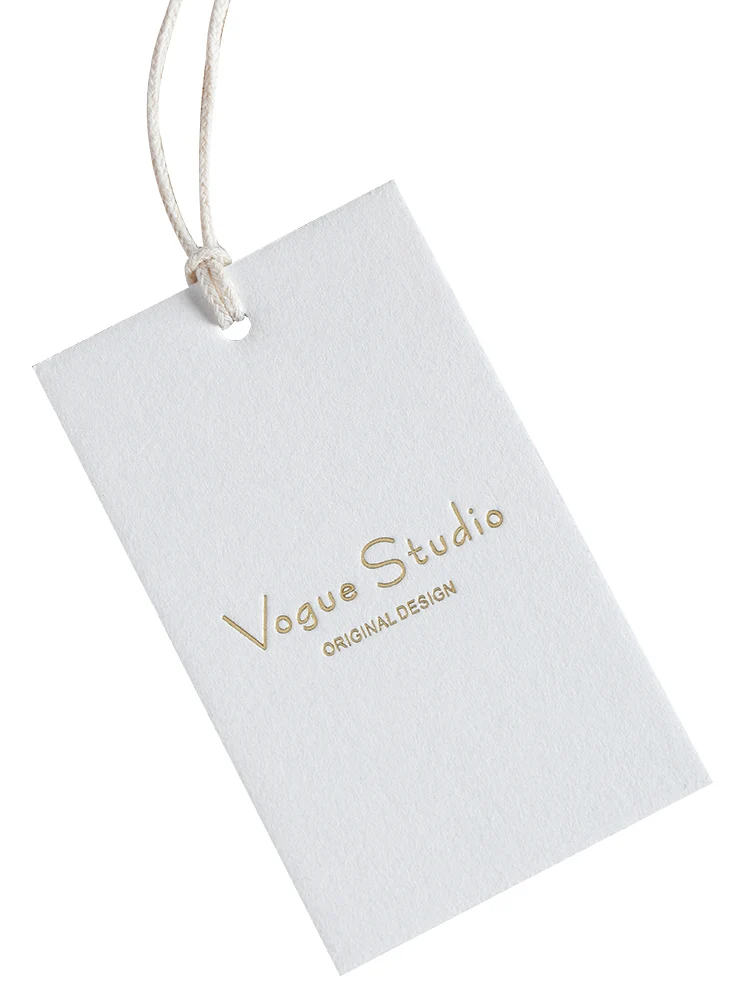Garment Swing Tags Clothes Label print Name logo Plastic hang tag with string paper hangtags For Clothing own logo