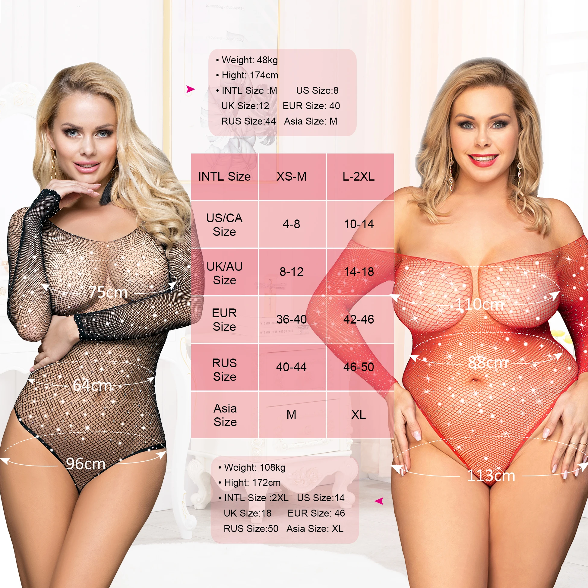 New plus size  lingerie fishnet teddy bodysuit with rhinestone