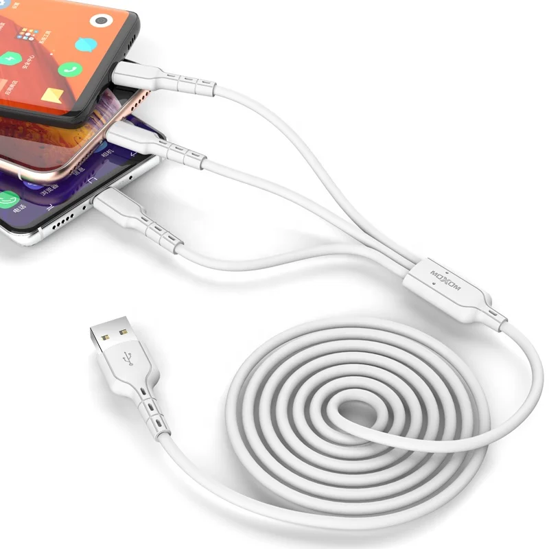 1m Long 2.4A Fast USB 3 in 1 Charging Cable MOXOM Data Line 24A Cable