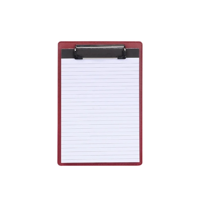 Custom PU Leather Clipboard Folder Office Business Clipboard Holder With Metal Clip and Notepad A4 Clipboard Folder