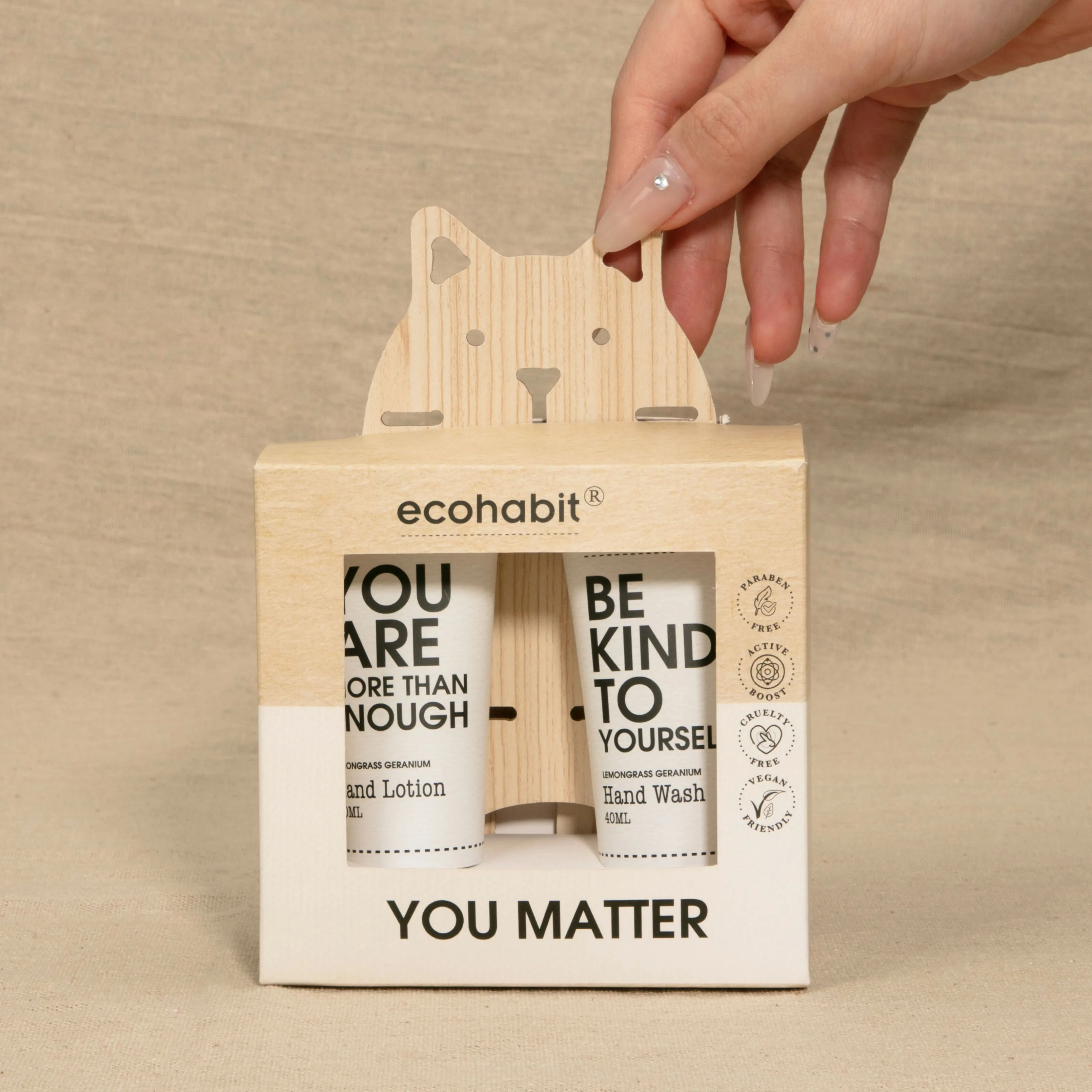 Wholesale Duo Mini Travel Hand Cream Lotion Tubes Hand Wash Hand Care Gift Set With Wooden Phone Holder