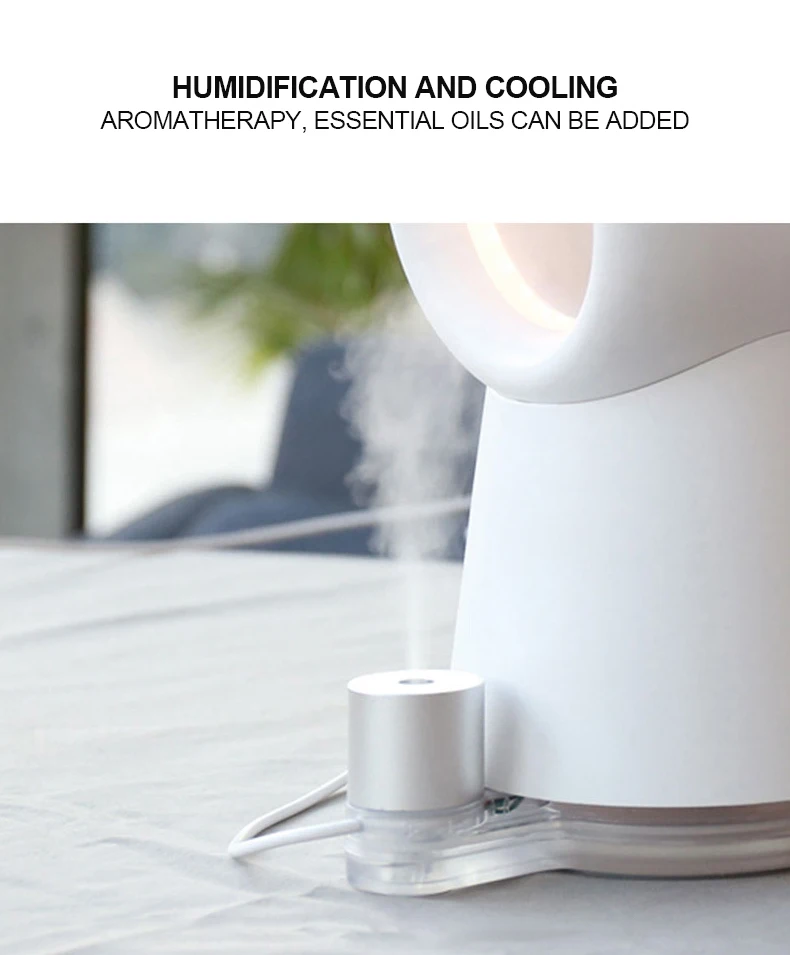 OEM Portable Air Cooler 300ML Humidification Fan Aromatherapy Bladeless USB Fan with LED Night Light