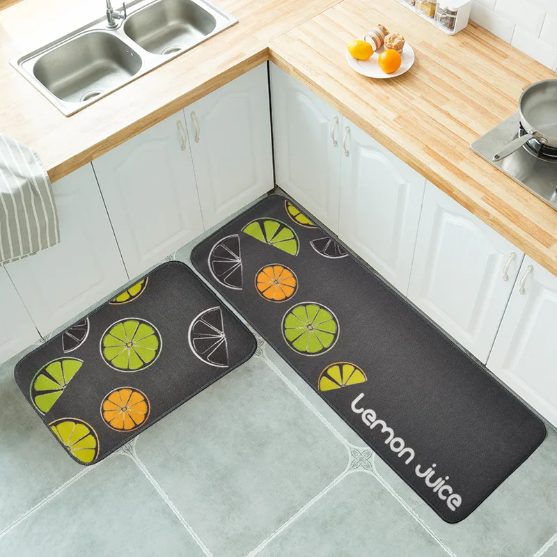 Custom Printed Design Anti-slip Polyester Kitchen Mat Set Machine Washable Kitchen Mat