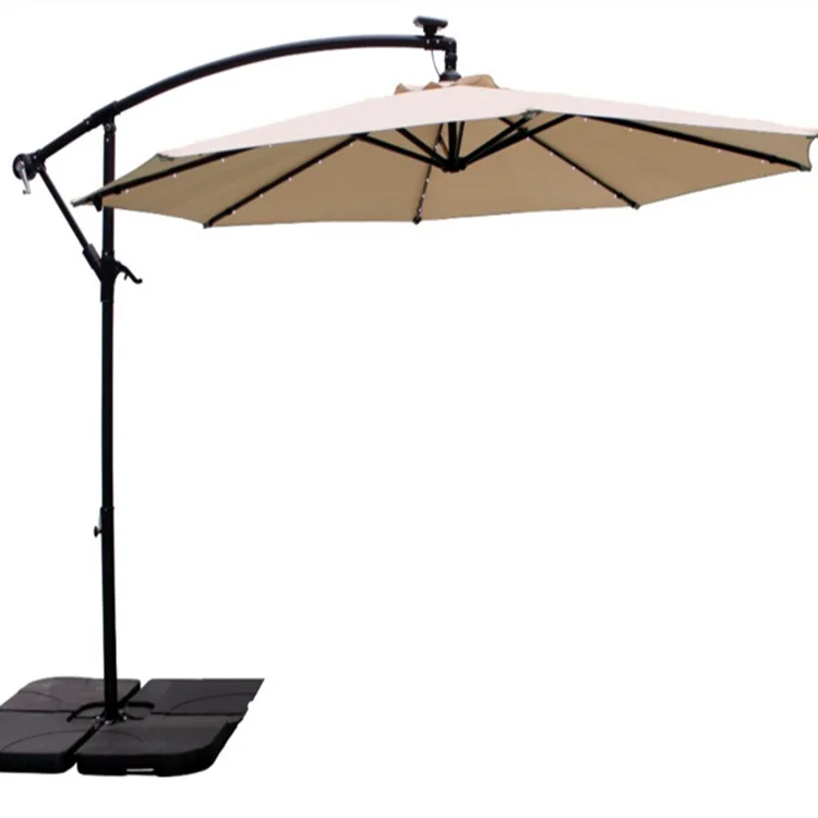 
Wholesale Outdoor Hanging Beach Solar Led Patio Umbrella Light Parasol Lamp Garden Leisure Control Solar Charger Panel Umbrella 