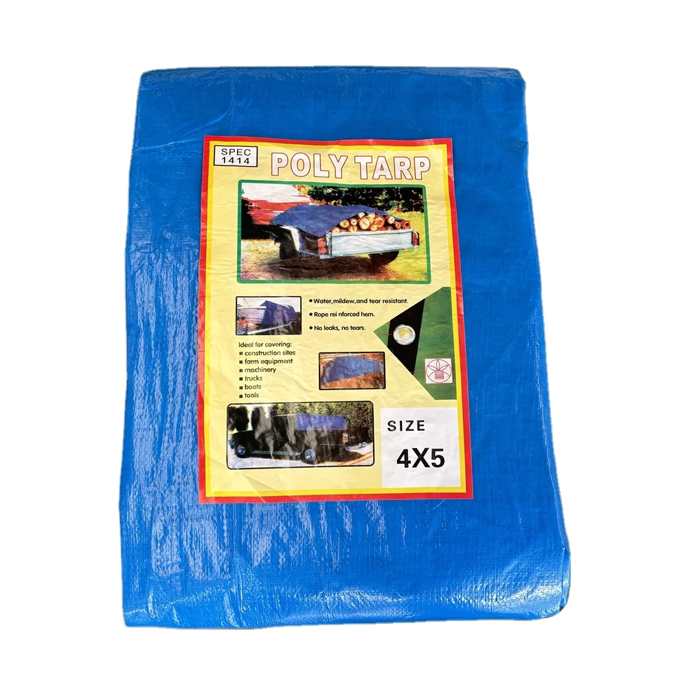 PE Tarpaulin 100% Waterproof High Quality Truck Cover Cargo Cover PE Plastic Tarp Manufacturer Blue White Tarpaulin Sheet Price