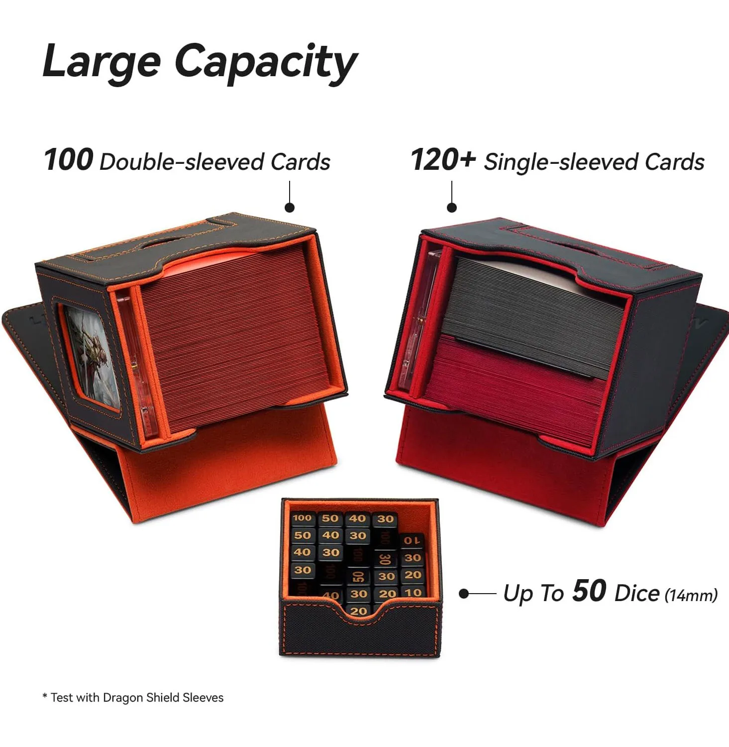 Card Deck Box for MTG Commander - Commander Display Fits 100 Double-Sleeved Cards 35pt One Touch & Dice Tray