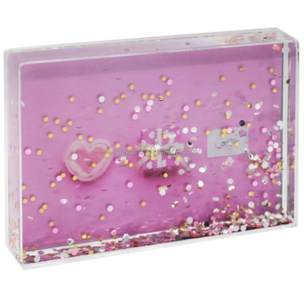 Picture Water And Glitter Clear Acrylic Sparkle Photo Frame 5x7 Quicksand Flowing Water Picture Frame