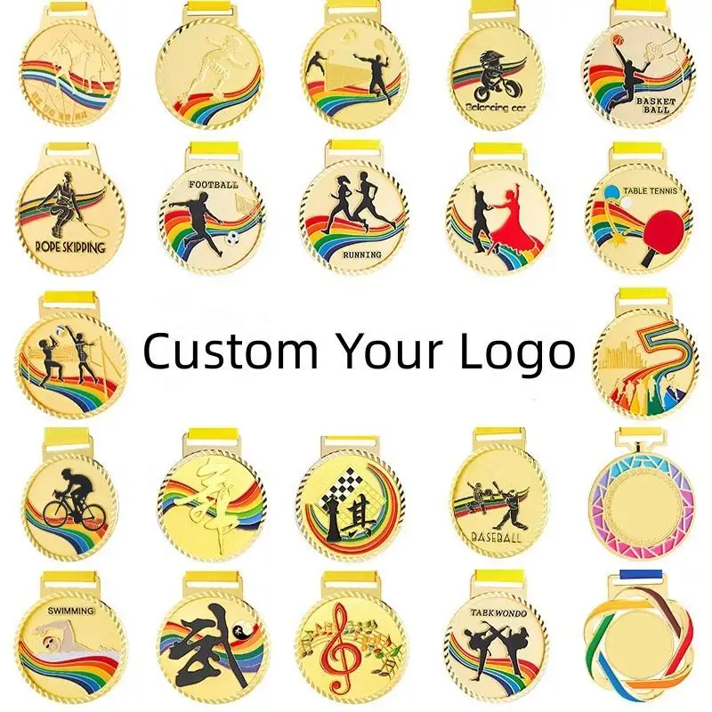 Custom Powerlifting Karate Medallas Medaillen Blank Bronze Medal Trophy Sports Soccer Award Ribbons Metal Medals for Tennis