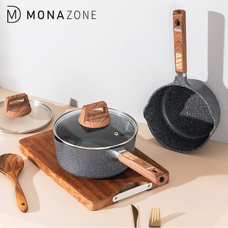 MONAZONE антипригарная Кастрюля из медицинского камня, бытовая индукционная плита, газовая плита, плоская кастрюля для приготовления пищи