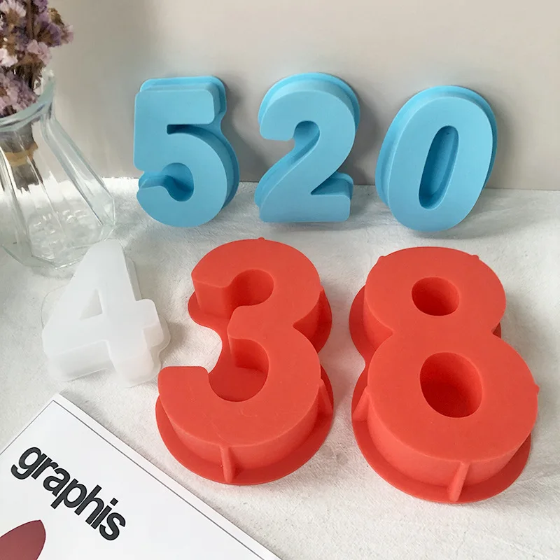 Large Size Arabic Number Numeral Mold Epoxy Resin Silicone moulds Home Decoration cake cooking birthday Party Decoration Mold