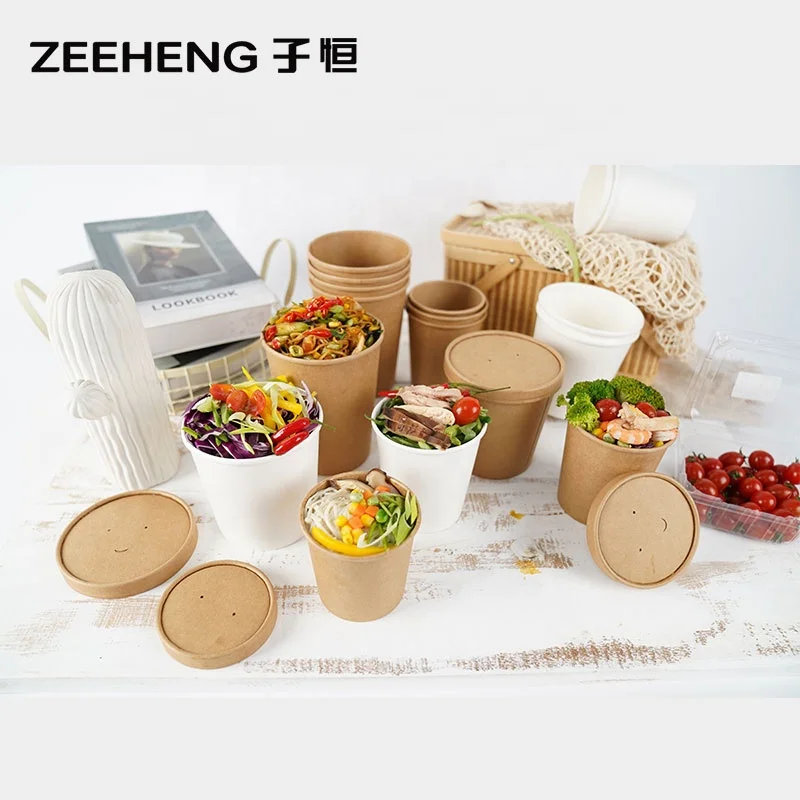 Food grade leakproof customized disposable paper soup cup soup bowl packaging cup