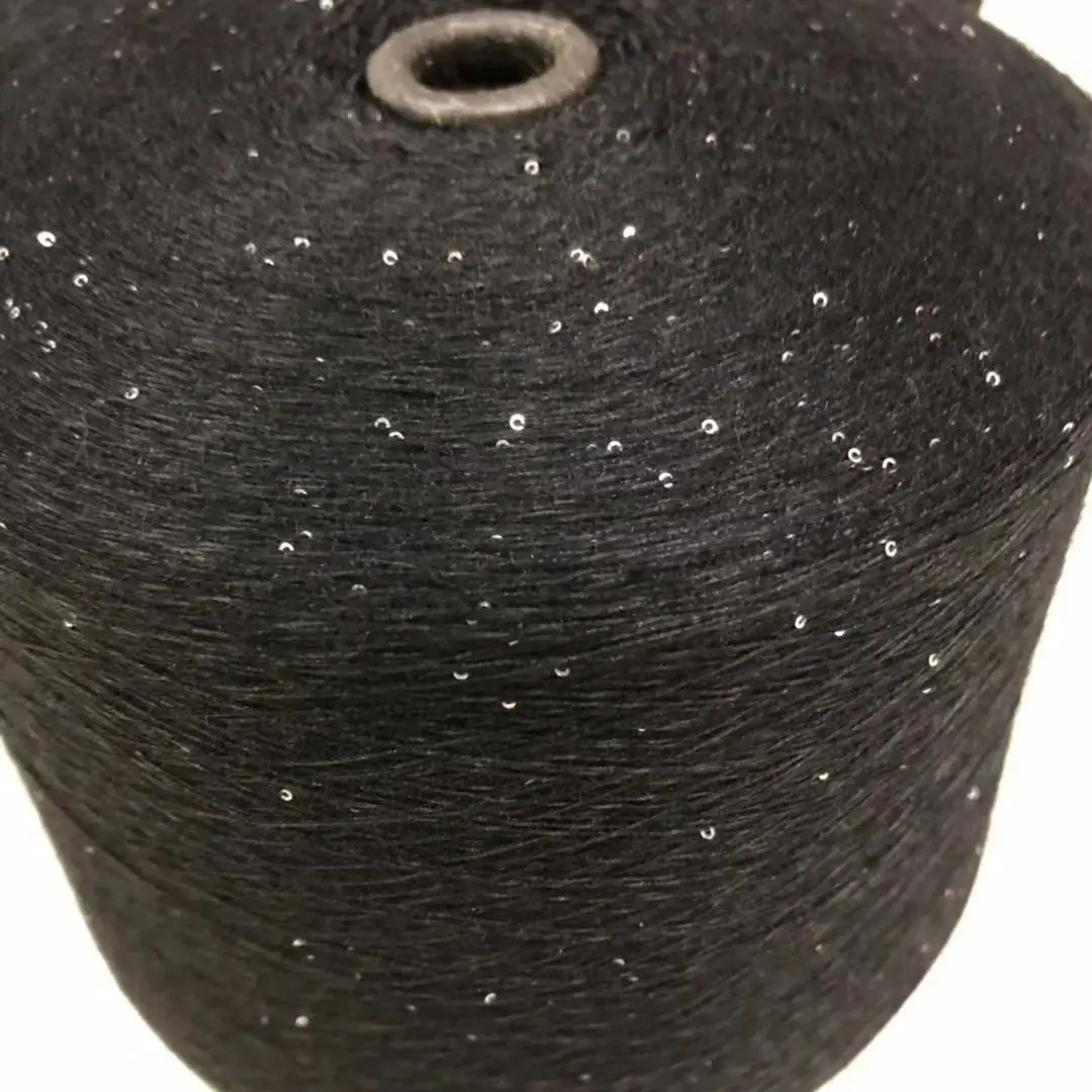 28s 50% viscose 20% polyamide 30% polyester silver sequin yarn fancy yarn for knitting