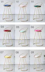 Nordic barstool gold metal leg backrest leisure bar furniture stools bar chair