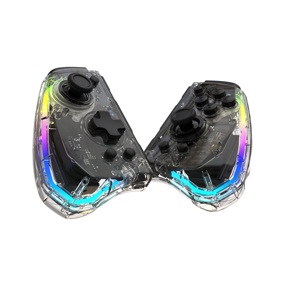Transparent BT Big Size Switch Pro Controller with RGB Light Mapping Button Six Axis Gyroscope Joypad Switch