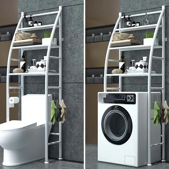 Steel Over the Rack Bathroom Toilet Cabinet Kitchen Washing Machine Rack Space-saving Shelf Storage Organizer Holder