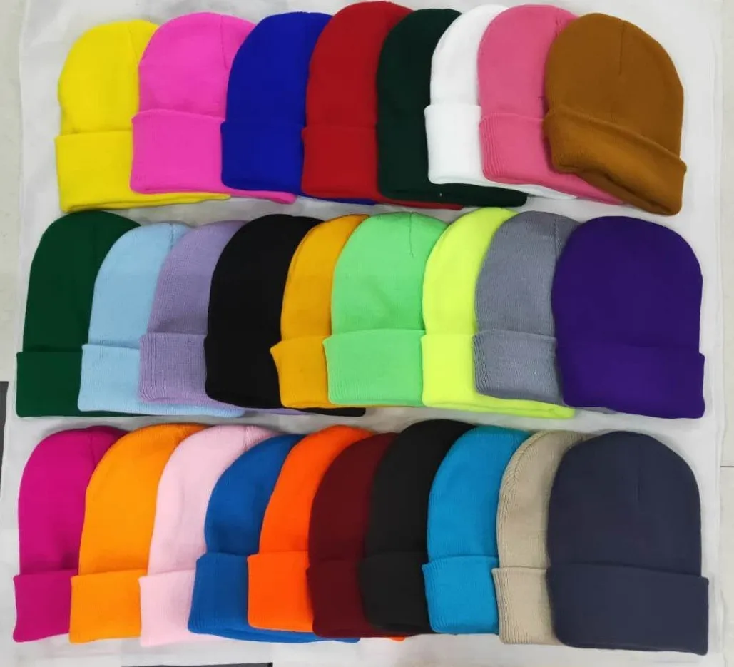 Classic Custom Your Own Embroidery Logo  Beanies Jacquard Knitted Hats Wholesale Warm Hat