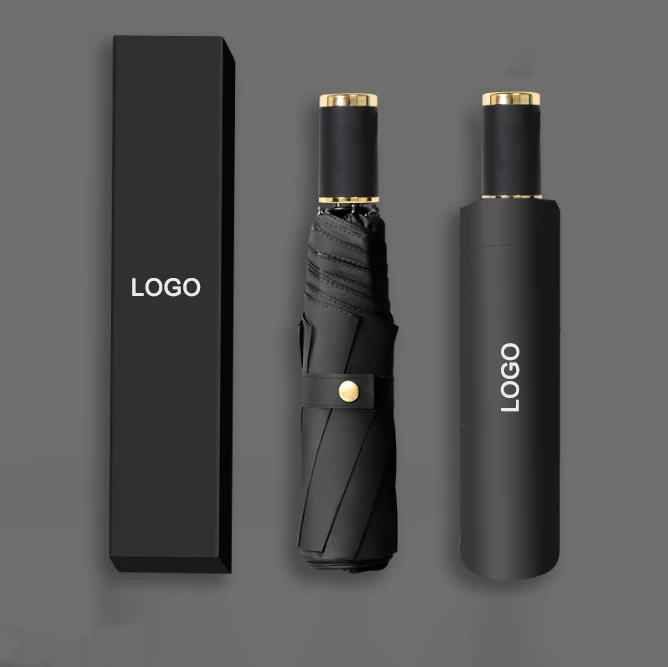 Custom Automatic Open And Close Three Folding Umbrella 3 Fold Lightweight With Logo