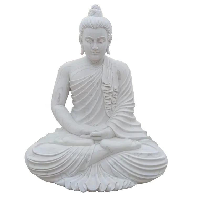 White Marble Buddha Statue Carving Large White Stone Sculpture Marble Buddh