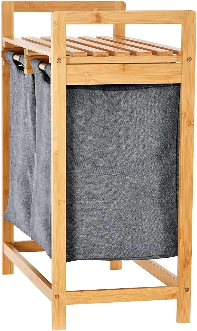 Бамбуковая корзина для белья с двумя отделениями отдельно стоящий сортировщик ванной спальни гостиной прачечной