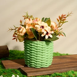 Искусственные цветы в современном бетонном горшке, Современный домашний декор, искусственная зелень в горшке