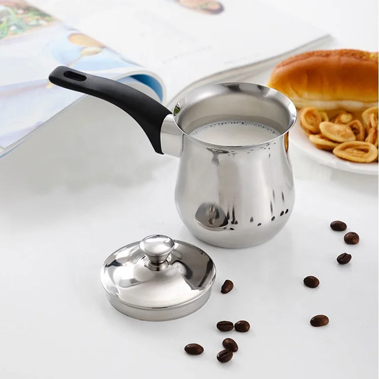 Factory Bulk Sales 170/350/640ml Silver Color Stainless Steel Coffee And Milk Pot Turkish Coffee Pot