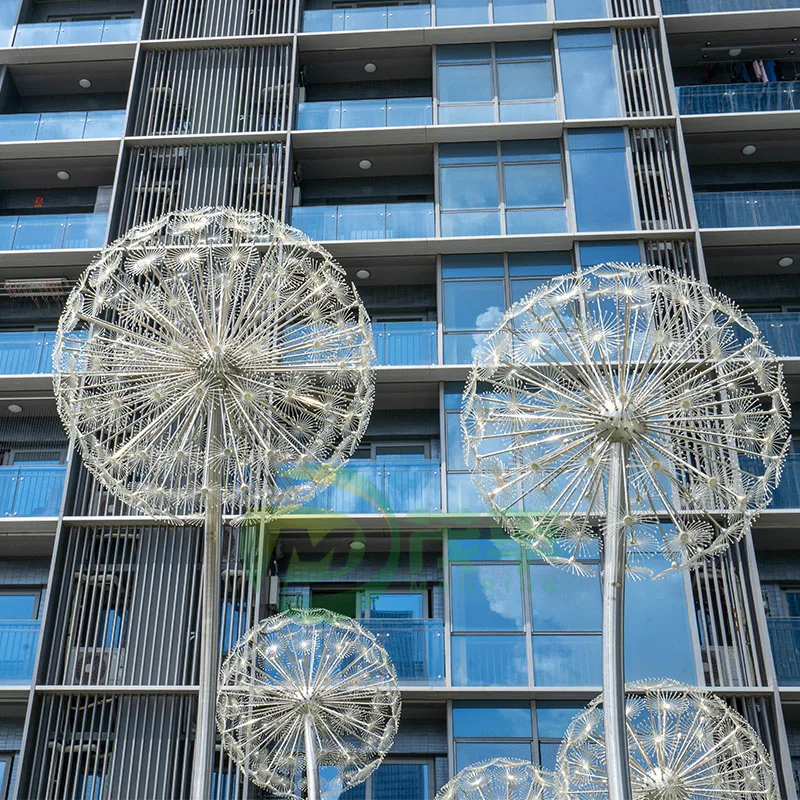 Outdoor Creative Sculpture Landscape Art Garden Square Decoration Metal Dandelion Stainless Steel Sculpture