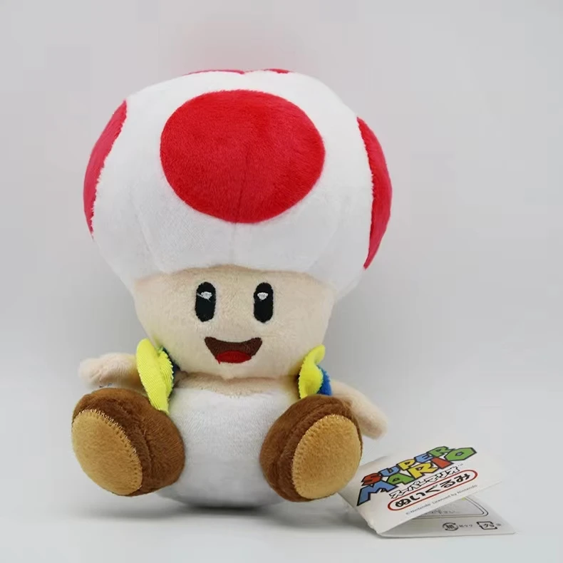 Factory sales 17cm Mario doll  Super Mario Plush Toy Toad Plush Toy 4 Color Mushroom Head