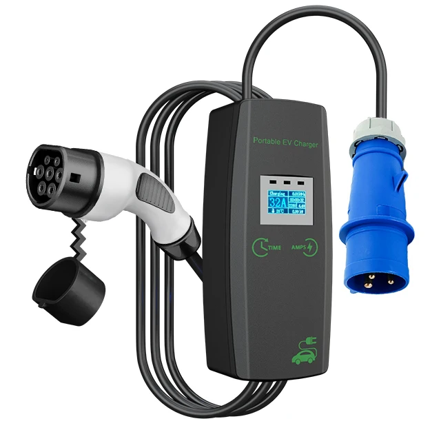10-32A current adjustable 7.4Kw home evse portable ev charger type 2 iec 62196 electric car charger