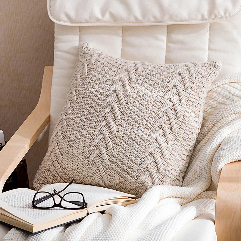 2021 Amazon Wholesale  luxury Sofa pillow case acrylic decorative chunky knit cushion covers