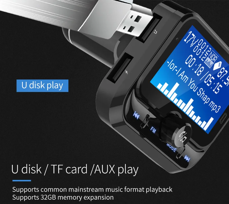 Wholesale  LCD Display Wireless In-Car FM Adapter Car Kit  Car  MP3 Player  BC32  Fm Transmitter