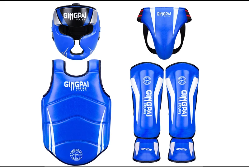 New Professional Boxing Gloves Gear Leather Set Boxing Gloves head and groun guard set